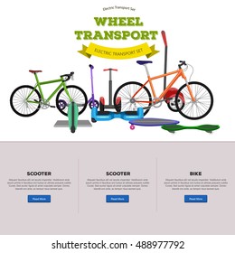 Set of one-wheeled and two-wheeled Self-balancing electric scooter vector illustrations