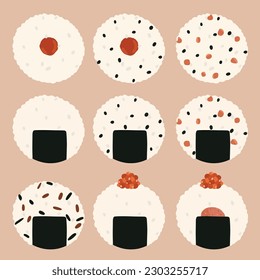 a set of onigiri illustration