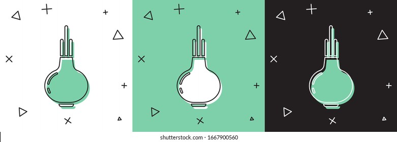Set Onion icon isolated on white and green, black background.  Vector Illustration