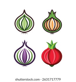 Set of onion with white background
