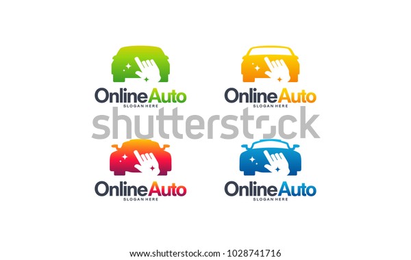 Set of Online Automotive\
logo designs concept vector, Online Transport Service logo template\
symbol
