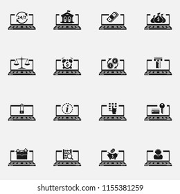 Set of online banking vector icons. E-banking concept.