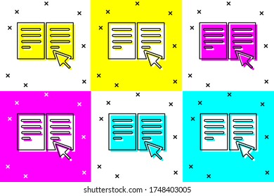 Set Online book icon isolated on color background. Internet education concept, e-learning resources, distant online courses.  Vector Illustration