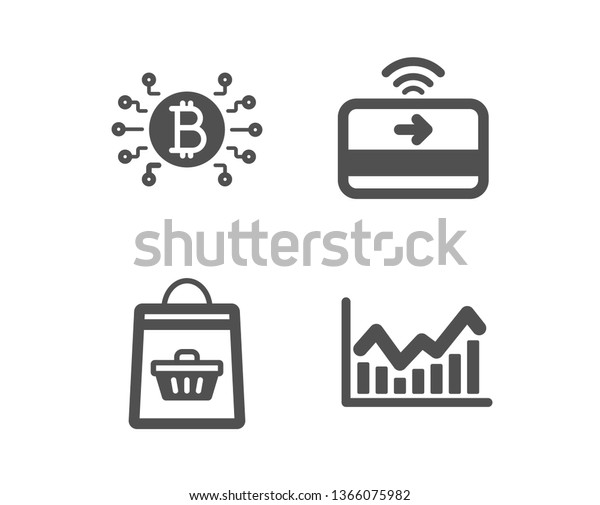 Set Online Buying Bitcoin System Contactless Stock Vector Royalty - 