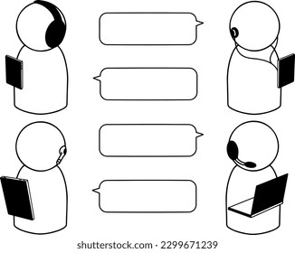 Set of online communication and conversation icons. Includes speech bubbles, chat, meetings, conferences, people conversing .