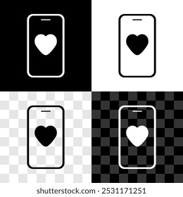 Set Online dating app and chat icon isolated on black and white, transparent background. International Happy Women Day.  Vector