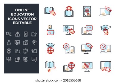 set of Online education elements symbol template for graphic and web design collection logo vector illustration