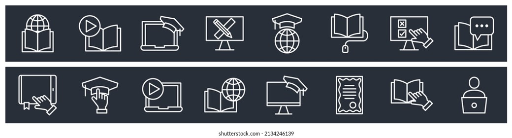 set of Online education elements symbol template for graphic and web design collection logo vector illustration