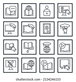 set of Online education elements symbol template for graphic and web design collection logo vector illustration