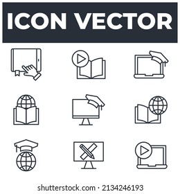 set of Online education elements symbol template for graphic and web design collection logo vector illustration