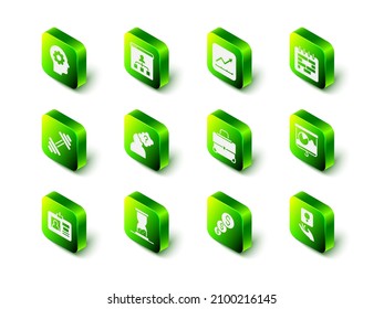 Set Online education, Financial growth increase, Calendar, Chalkboard with chart, Light bulb, Briefcase, and dollar and Old hourglass sand icon. Vector