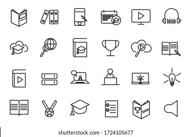 set online education icon template for graphic and web design collection. E-learning pack symbol logo vector illustration