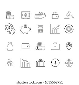 Set online finance money icons
