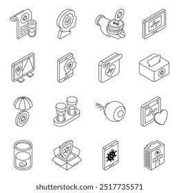 Set of Online Healthcare Flat Icons

