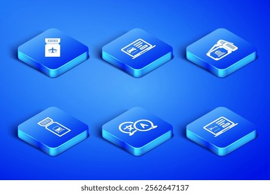 Set Online hotel booking, Airline ticket, Translator, Train, car sharing and Museum icon. Vector