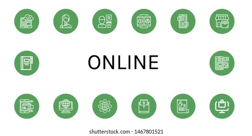 Set of online icons such as Programming, Entrepeneur, Review, Online shopping, Message, Shop, Mobile payment, Online, Internet, Bill, order, Contacts, Blog ,