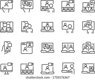 Set Of Online Meeting Icon, Work Form Home, Work, Social Distancing, Video Conference, Content Creator