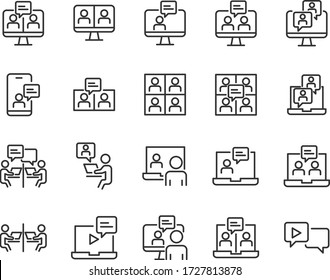 Set Of Online Meeting Icons, Work Form Home, Social Distancing, Video Conference, Content Creator