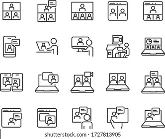 Set Of Online Meeting Icons, Work Form Home, Social Distancing, Video Conference, Content Creator