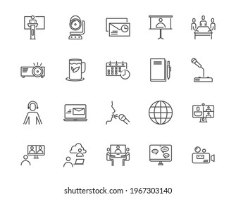 set of online meeting, related icon, editable icon, 64x64 pixel perfect icon on white background