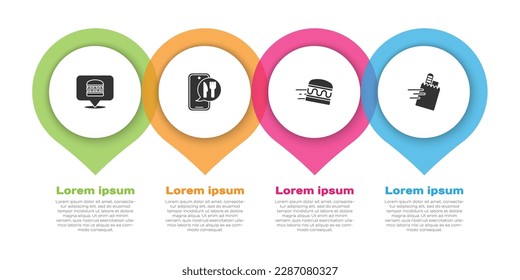 Set Online ordering burger delivery, and,  and . Business infographic template. Vector