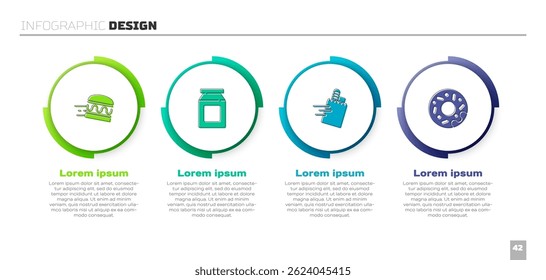 Set Online ordering burger delivery, and,  and Donut. Business infographic template. Vector
