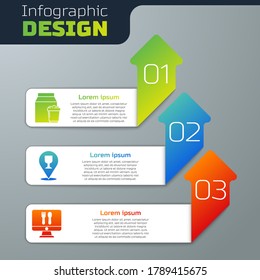 Establecer pedidos y entregas en línea, ubicación de alcoholes o cervecerías y pedidos y entregas en línea. Plantilla de infografía de negocios. Vector