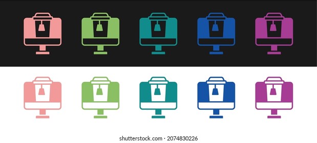 Set Online ordering and fast food delivery icon isolated on black and white background.  Vector