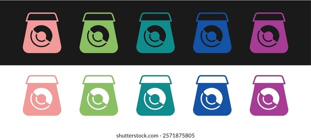 Set Online ordering and fast food delivery icon isolated on black and white background.  Vector