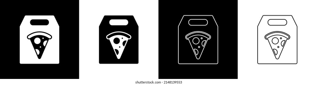 Set Online ordering and fast pizza delivery icon isolated on black and white background.  Vector