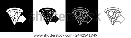 Set Online ordering and fast pizza delivery icon isolated on black and white background.  Vector Illustration