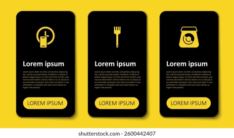 Set Online ordering food, Fork and Round the clock delivery. Business infographic template. Vector