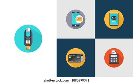 Set of Online payment flat icon logo design vector template, Online Shop icon concepts, Creative design