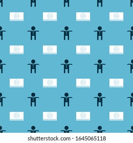 Set Online play video  and Movie trophy  on seamless pattern. Vector