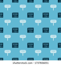 Set Online poker table game and Casino signboard on seamless pattern. Vector