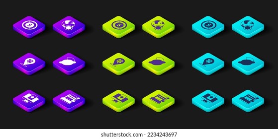 Set Online poker table game, Slot machine, Casino slot with clover, lemon, chips and  icon. Vector