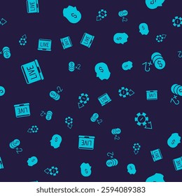 Set Online poker table game, Casino chip with dollar, Lucky player and chips on seamless pattern. Vector