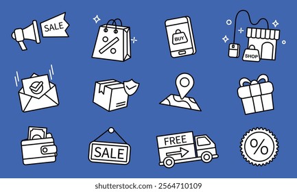 Set of online shop element icon vector illustration