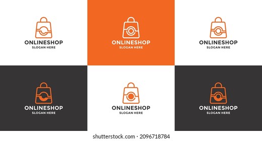 set of online shop logo design collection combine with letter O