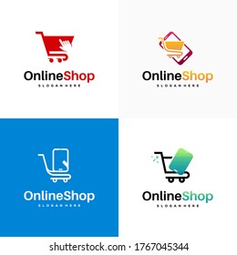 Set of Online Shop Logo Designs Template vector, Simple Shopping logo