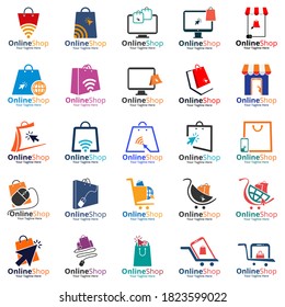 Set of Online Shop Logo designs Template. Illustration vector graphic . Perfect for Ecommerce,sale, store web element. Company emblem.