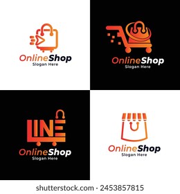Set of Online Shop Logo designs Template. Illustration vector graphic of shopping bag. Perfect for Ecommerce,sale, store web element.