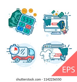 Online-Shop einrichten. Vektorillustration - Modernes Design-Illustrationssymbol