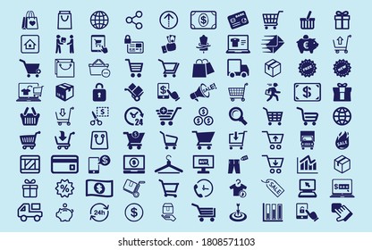 Set Of Online Shop Web Icon Vector Sale Icon Vector Cart Icon Symbol. Ikon Jual Beli Online.