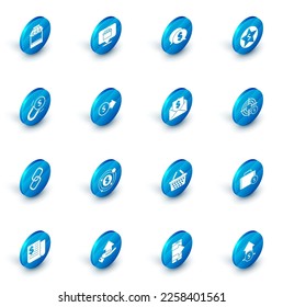 Set Online shopping concept, Speech bubble with dollar, Star and, Magnet money, Chain link, Coin symbol, Target and Envelope coin icon. Vector