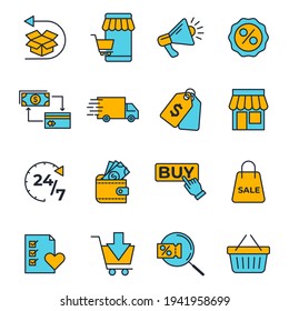 Set of online shopping and delivery icon. E-commerce pack symbol template for graphic and web design collection logo vector illustration