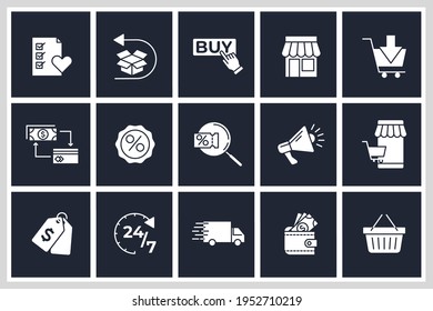 Set of online shopping and delivery icon. E-commerce pack symbol template for graphic and web design collection logo vector illustration
