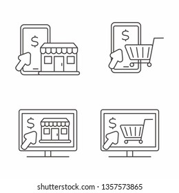 Set of online shopping icon line. Online shopping vector illustration