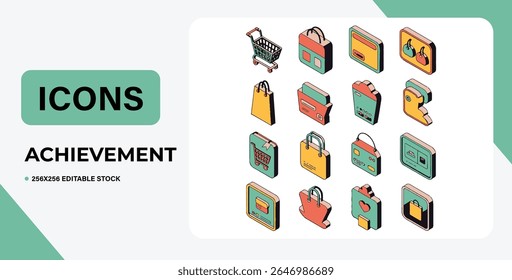 Set of online shopping icons.  Flat style design, isolated on white background.  Perfect for websites and apps.