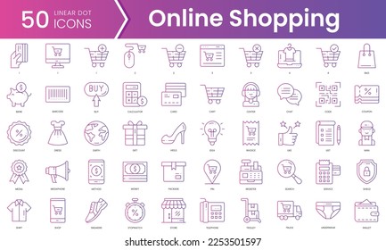 Set of online shopping icons. Gradient style icon bundle. Vector Illustration